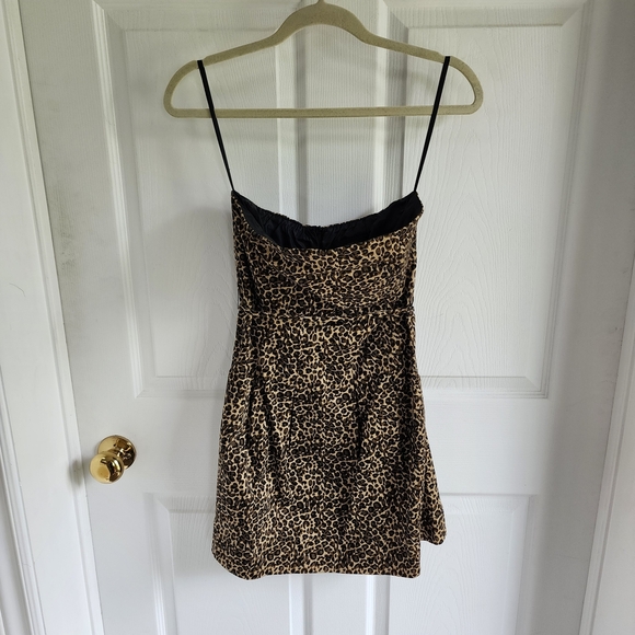 Kopa Leopard Print Strapless Dress Glam Retro Party S - Picture 1 of 6